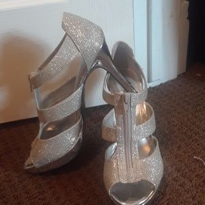 Silver sparkly heels